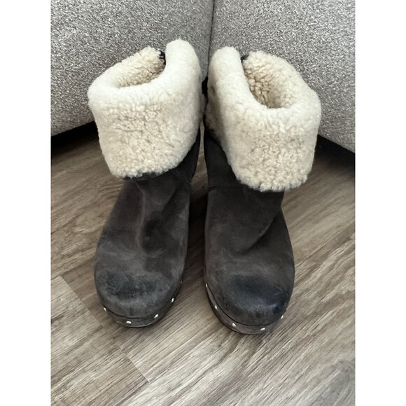 UGG Shoes - UGG Lynnea Shearling Studded boots Charcoal Grey, wooden heels SZ: 8
